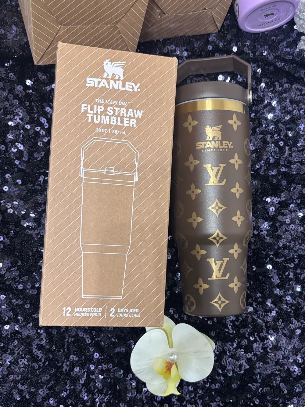 Brown Gold Flip Straw Tumbler - 30 oz